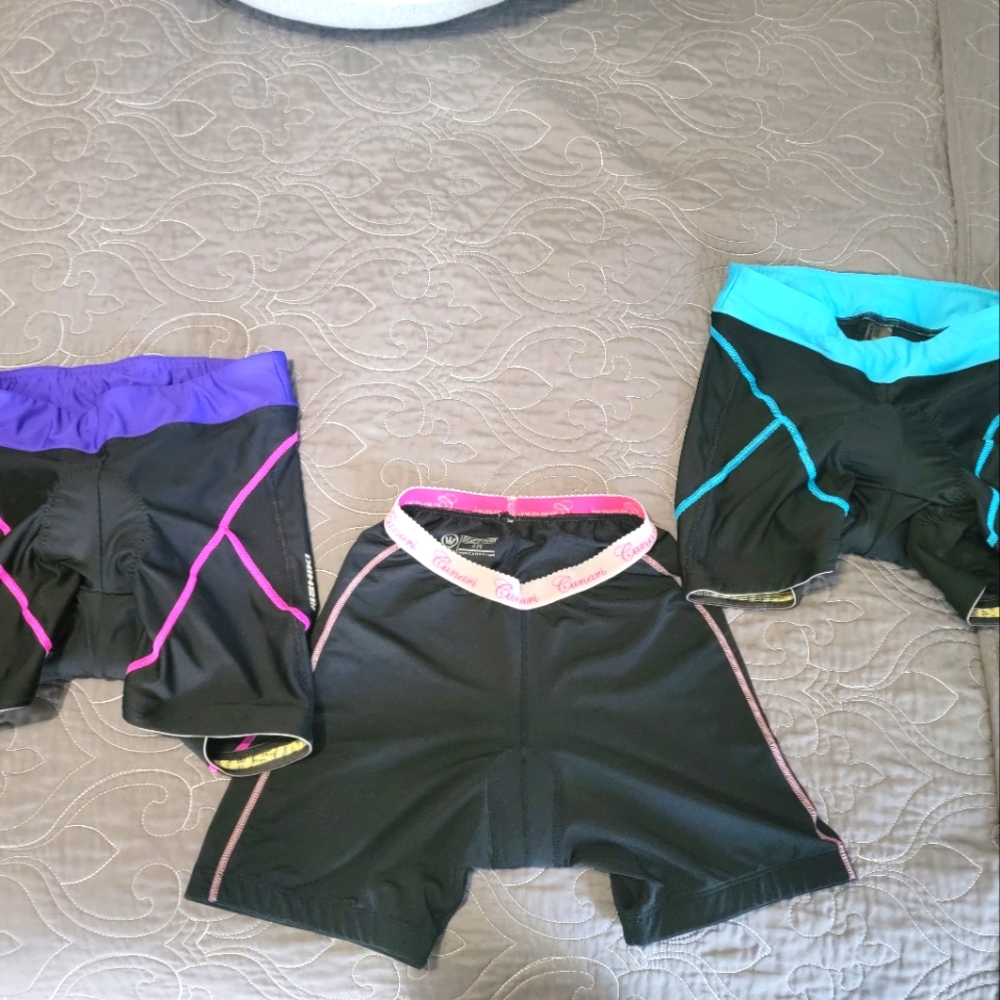 3 pair of size small padded bike shorts